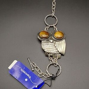 Vintage 925 Sterling Silver Large Owl Link Bracelet | Esperanza Mexico | 7.75”